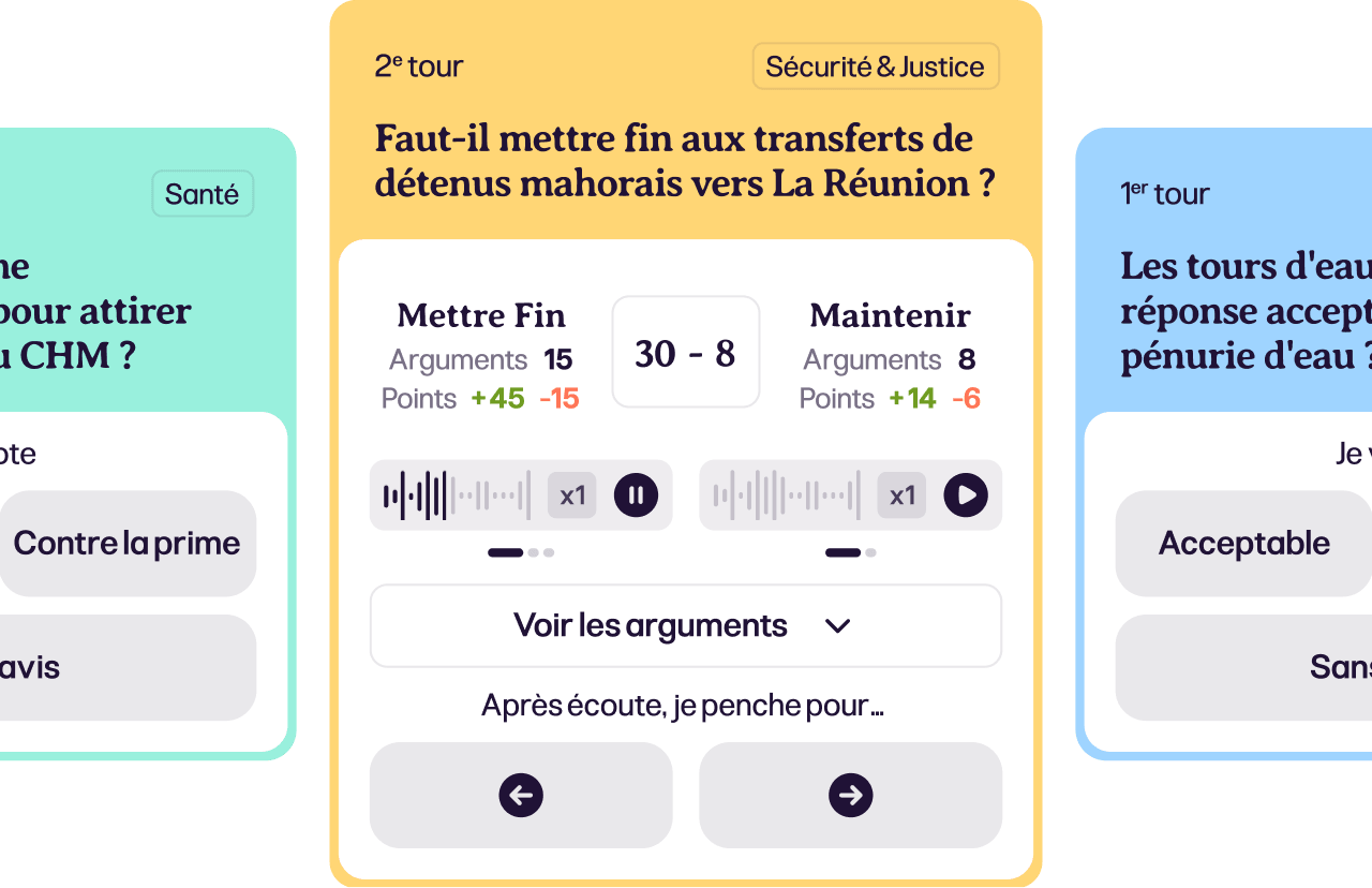 Aperçu d'un débat Hachiri : vote en deux tours, arguments vocaux et résultats